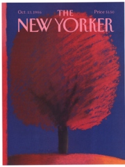 Red tree. Pastel on colored paper. ©1986 The New Yorker